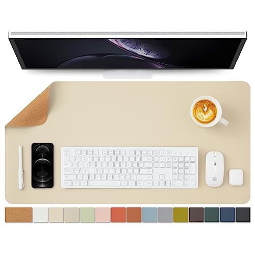 ナチュラルコルク &PU両面デスクマット、大型マウスパッド、デスクプロテクター、防水キーボードマット、オフィス/家庭/ゲーム/装飾に最適（アプリコット、80cm*40cm）