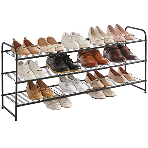 YMYNY Freestanding Shoe Racks, 3 Tiers Stackable & Adjustable Sho...