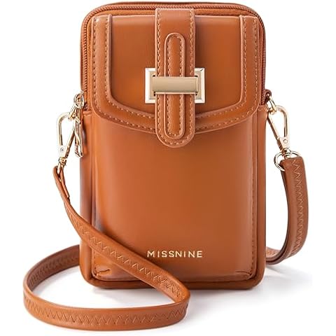 Missnine Small Crossbody Bags for Women Vegan Leather Cell Phone Purses Trendy RFID Wallet Purses with Adjustable Strap Cover