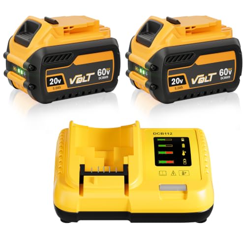 Image of 2PK 9Ah Replacement for Dewalt 20V 60V Max Flexvolt Battery DCB609 Charger