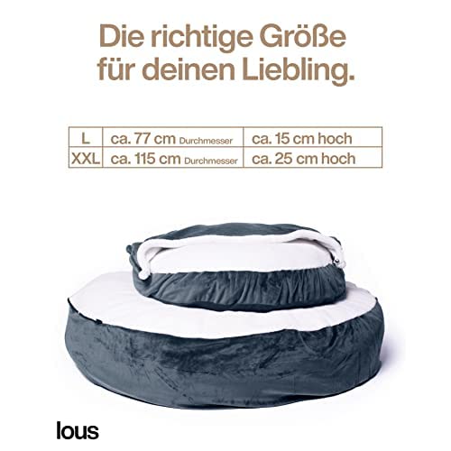 Lous® Flauschiges Hundebett, Hundehöhle, waschbar, große Hunde, kleine Hunde und Katzen, Katzenbett, abnehmbare Decke (L ca.72cm Ø)
