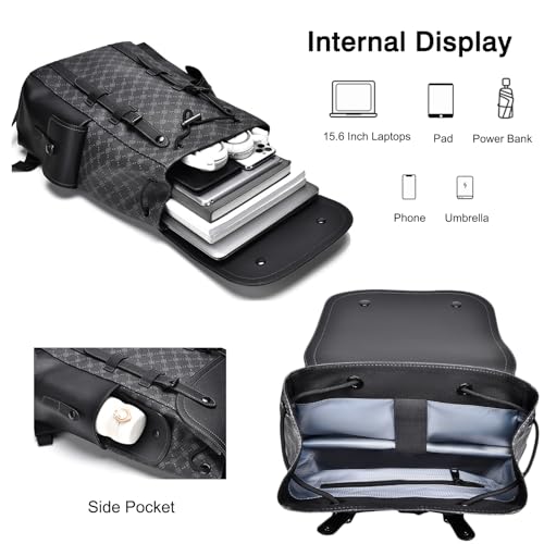 Heavy Duty PVC Backpack Business Casual Laptop backpacks Travel Rucksack for men Laptop Rucksack Work bag Waterproof Expandable Backspack Daypacks Black A3