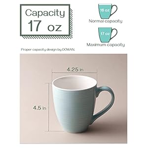 Dowan coffee mugs 17 oz mug gift set for dad ceramic mugs for coffee tea and cocoa coffee cup set of 6 for women men turquoise  urban country home decor