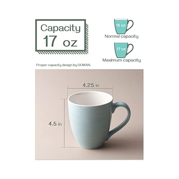Dowan coffee mugs 17 oz mug gift set for dad ceramic mugs for coffee tea and cocoa coffee cup set of 6 for women men turquoise  urban country home decor