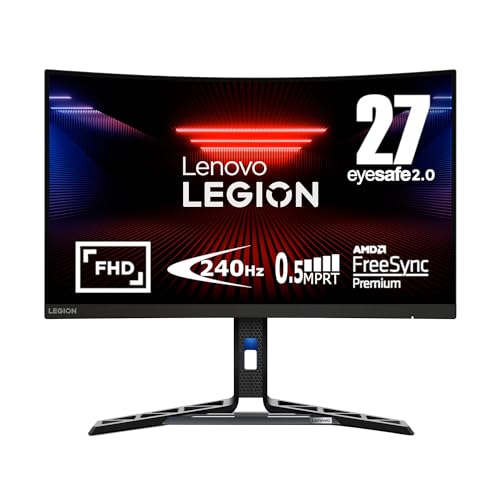 Lenovo Legion R27fc-30 – Monitor de jogos – Tela FHD de 68.6 cm – 240Hz–280Hz – Tempo de resposta .5ms – 6ms – AMD FreeSync Premium – Sincronização adaptável VESA – Suporte para