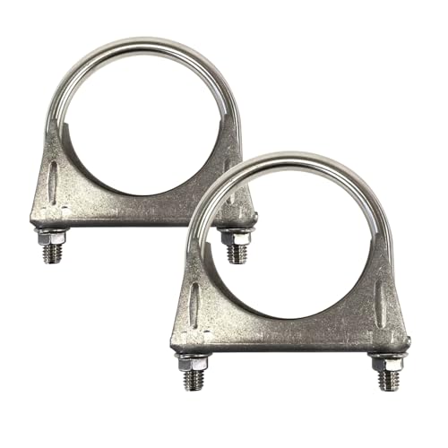 Elifecenter Universal Heavy Duty 3.5 3-1/2 Inch Exhaust U Bolt Clamp Stainless Steel Saddle Design with Reinforced Ribs