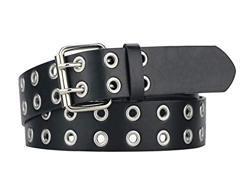 Grommet Leather Belts for Women, Cute Black Belt, Studded Belt Punk Accessories