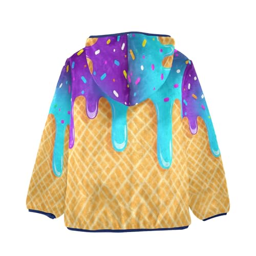 Ice Cream Cone Sprinkles Toddler Fleece Jacket Girl Boys Hooded Fleece Jacket Coat Warm Outwear Zip-up 3-10T2
