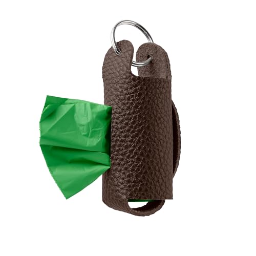 HUNTER Kotbeutelspender SOFIA, Farbe: braun, vegan, hochwertiges Kunstleder, Rindnappa-Optik, mit Schlüsselring, leicht zu öffnen, Made in Germany