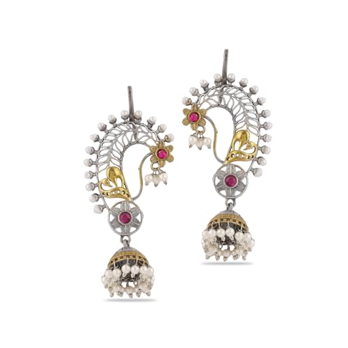 Image of Rubans Ear Cuff Jhumka Earrings Indian Ethnic Jewellery Gift for Women & Girls