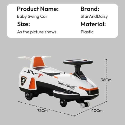 Image of StarAndDaisy Baby Magic /Swing Car for Kids Toys for 2-5 Years boy, with Acceleration Pedal & Rechargeable Battery, LED Light & Music,Twister car /Ride-onwith Smoke & Backrest seat -White