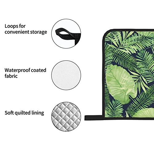 Tropical Palm Leaf Oven Mitts And Pot Holders Sets Of 4 High Heat Resistant Oven Mitts With Oven Gloves And Hot Pads Polyester Potholders For Kitchen Baking Grilling Bbq Non-Slip Cooking Mitts #TOP5