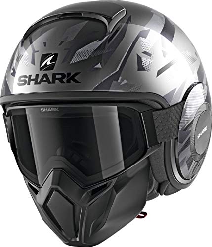 Shark Street Drak KANHJI AKA - Casco de Moto, Color Negro y...