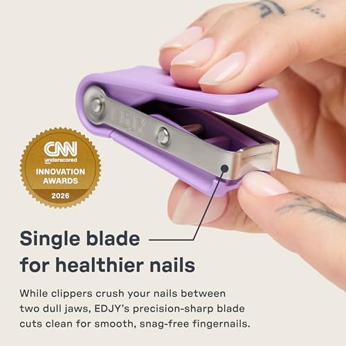 Image of EDJY Fingernail Cutter - Precision Stainless Steel Nail Cutter for Fingernails | Sharp Blade, Ergonomic Design, Durable & Rust-Resistant | Ideal for Men and Women | Lilac