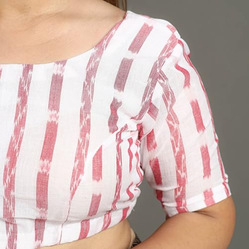 Image of Premium Ethnic Sambalpuri Ikat Unstitched Cotton Blouse Fabric
