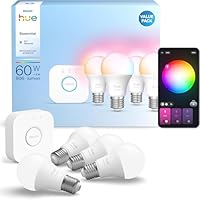 Philips Hue Essential Starter Kit, Con Bridge e 4 lampadine smart E27, Lampadine intelligenti con...