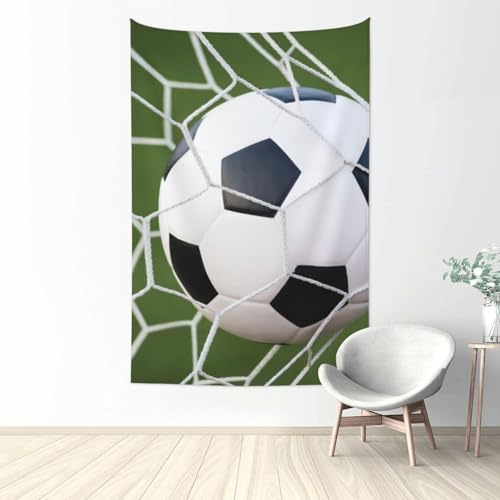 Tapisserie imprimee ballon de football idee cadeau esthetique pour fan de foot