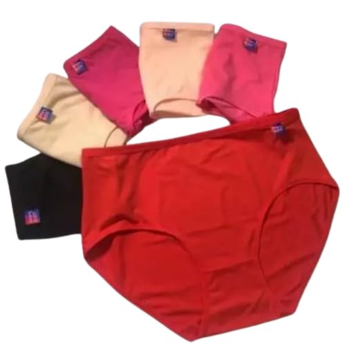 Image of Womens Underwear Cotton Hipster Panties Mid Rise Regular & Plus Size (S to 3XL) (Pack of 6) (Multicolour)
