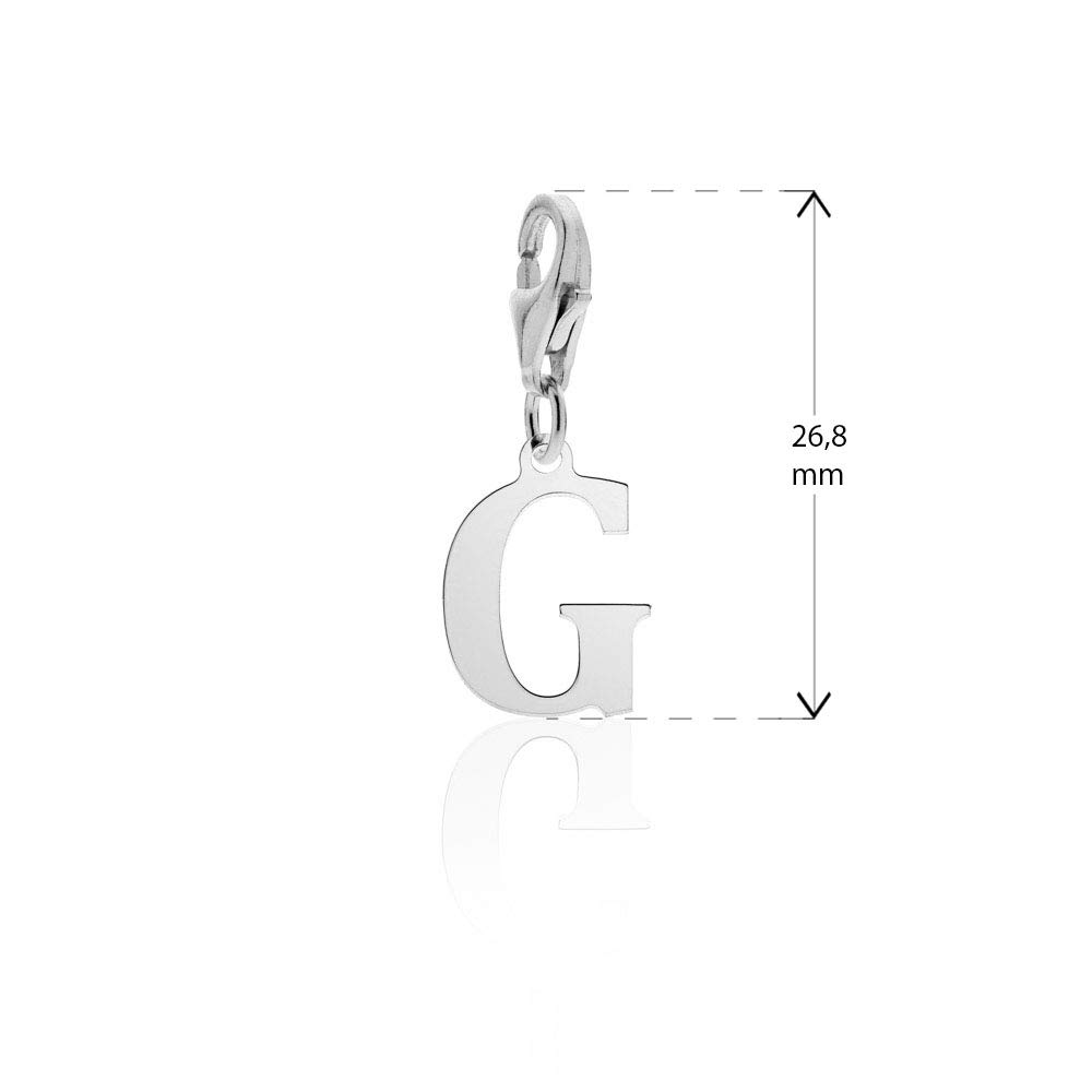 Aka Gioielli® - Charm Lettera dell'Alfabeto Argento 925 Rodiato, Ciondolo Lettere Iniziali