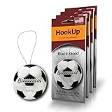 Soccer Hanging Car Air Freshener by HookUp - 4 Pack of Black Gold Scent | Unique Gift for Sports Fan - Teens, Men, Women | Car Accessory with Fresh & Long Lasting Fresheners Smell