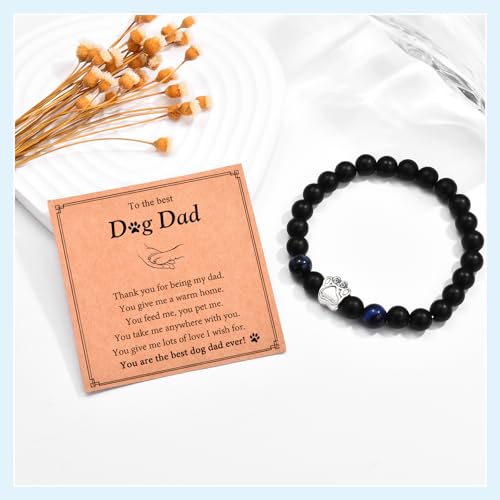 Dog Dad Gifts for Men, Paw Charm Bracelet - Father's Day, Christmas, Birthday Jewelry for Dog Lovers With Sentimental Message Card3