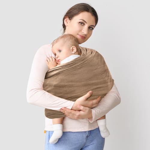 Image of TKKOK Baby Wrap Carrier, Unisex Baby Carrier, Lightweight & Ultra Soft, Easy to Wear Baby Wrap, Perfect for Newborn Toddlers