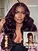 Beauty Forever Bye Bye Knots Black Cherry Loose Body Wave Glueless Wigs Human Hair Pre Plucked Pre Cut 7x5 Lace Front Drawstring Wig with Face Framing Layers Put on and Go Wig 180% Density 20inch