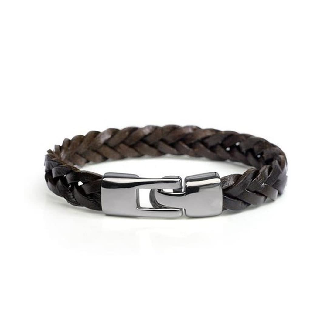 LEEQBCR pulsera hombre pulsera cuero hombre pulsera cuero material natural pulsera cuero trenzado y trenzado marrón