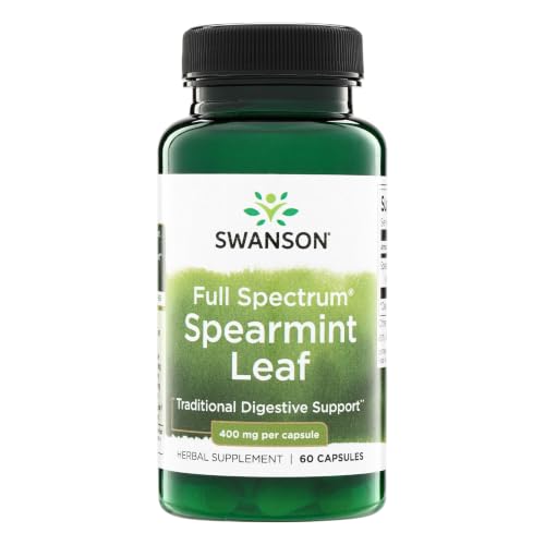 Swanson Spearmint Leaf Digestive Supplement - 400 mg, 60 Capsules - Natural Gas Relief and Digestive Health Support