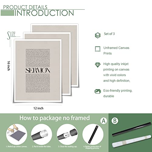 3 Piece Jesus Sermon On The Mount Canvas Wall Art Modern Abstract Bible Verse Scripture Posters For Room Aesthetic Decor Christ Matthew Beatitudes Spiritual Religious Prints Painting 12X16In Unframed #TOP5