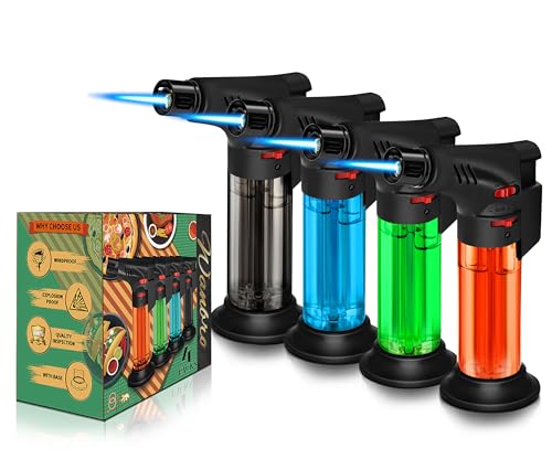 WANBRO 4 Stück Jetflame Feuerzeug, Winddichte Sturmfeuerzeug, Butan Gas nachfüll, Mini Fackel Feuerzeuge für Kerze, Kamin (Gas Nicht enthalten) WANBRO 4 Stück Jetflame Feuerzeug, Winddichte Sturmfeuerzeug, Butan Gas nachfüll, Mini Fackel Feuerzeuge für Kerze, Kamin (Gas Nicht enthalten)