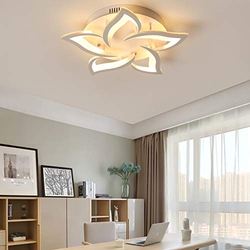 Lustre plafonnier LED salon salle à manger avec télécommande blanc - 4