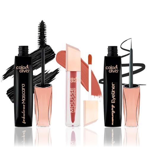 Image of Adbeni Value Pack, Mousse Matte Liquid Lipstick With Eyeliner & Mascara, 5.5ml Each | Long Lasting, Water & Smudge Proof, Light Weight, 14 Hour Long Stay, Pack Of 3 (Rustique 127)