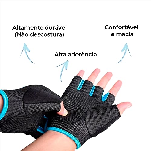 Luva Musculação Treino Ajustável Unissex - Par (Azul)