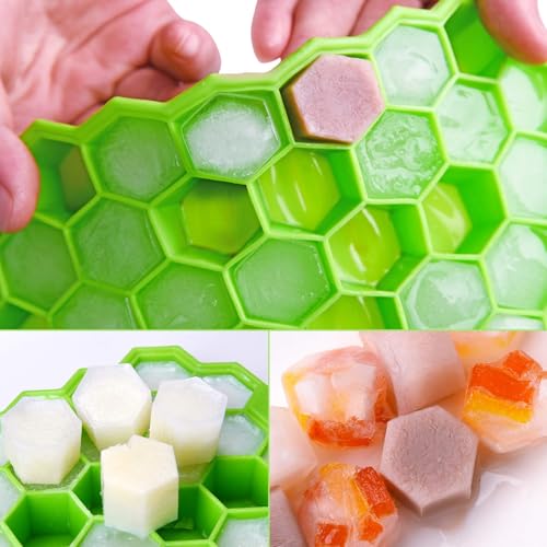Image of GETZET Silicone Reusable Ice Cube Flexible Tray with Stackable Design, Ice Cube Chocolate Maker, Ice Trays for Colddrinks, Freezer Moulds Storage Ice Cube Tray - Multicolor. (37 Cavity)