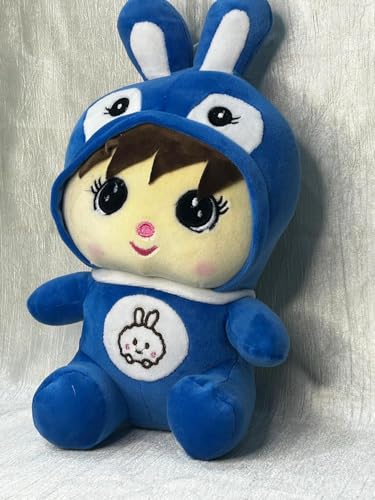 Image of Soft Bunny Baby Boy Plush Doll Toy with Rabbit Ears Child Teddy Bear Gift Toy and Pillow for Kids, Girls and Adults Cute Stuffed Animal Plush Blue (30cm)