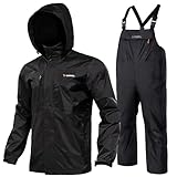 Rodeel Waterproof Jacket and Overalls Set Waterproof Rain Jacket Bid Suit Ultimate Protection for Outdoor Adventures Black