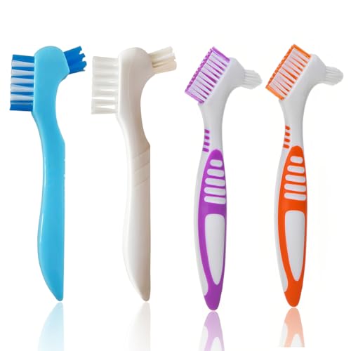 AFCJLTO 4pcs Cepillo Limpiador para Ortodoncia | doble Cara y punta de Precisión,Limpieza Dentadura Postiza,Cepillos Limpieza Prótesis Portátiles,Cepillos Limpieza Dentaduras,para Cuidado Dentaduras