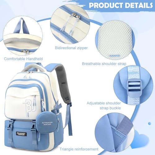 Image of TS WITH TECHSUN College Laptop Backpack for Women & Teens with Zipper Pouch | School Bag for Girls 13-14 Years | 18 Inch Book Backpack | Travel School Bag, Tuition, Coaching