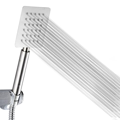 High Pressure Shower Heads, Square Shower Head 304 Stainless Steel Handheld Shower Head Universal Large Showerhead High Flow Even with Low Water Pressure