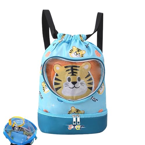 Bolsa de natación para niños, mochila de playa impermeable, cordón de dibujos animados separado para seco, accesorios ligeros para piscina, uso escolar, actividades de viaje, deportes, camping