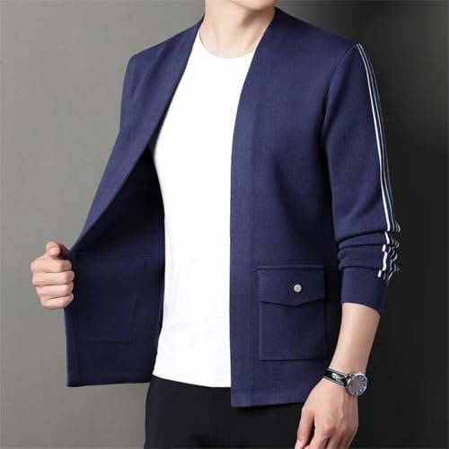Winter Men's V-Neck Knitted Cardigan Fashion Simple Solid Line Cardigan Thickened Sweaters2