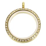 uxcell Living Floating Memory Locket, medaglione rotondo in acciaio inox con strass decorazione per artigianato fai da te e regali speciali, 22mm, Nessuna pietra preziosa