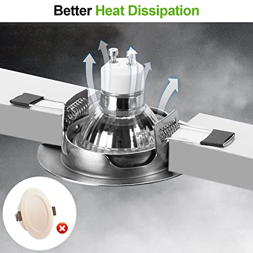 Bojim Spot LED Encastrable Plafond Orientable, 10x 6W Éclairage Encastré GU10 Blanc Neutre 4000K Spot Plafond 550lm Equivalente de 54W 120°d'éclairage 220V Métal Nickel Non Dimmable IP20 - Image 6