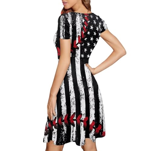 Image of AFPANQZ Womens Casual Summer Lightweight Vintage Dress Short Sleeve Midi Dress Knee-Long Luxury Formal Dress