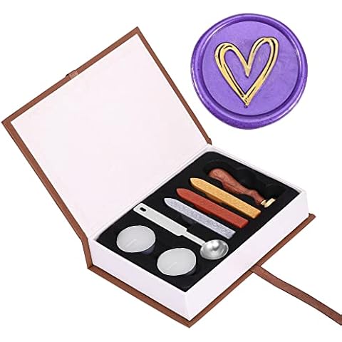Hand-Painting Heart Wax Seal Stamp Set, Yoption Classic Vintage Seal Wax Stamp Set, Retro Seal Stamps Maker Gift Box Set (Heart) Cover