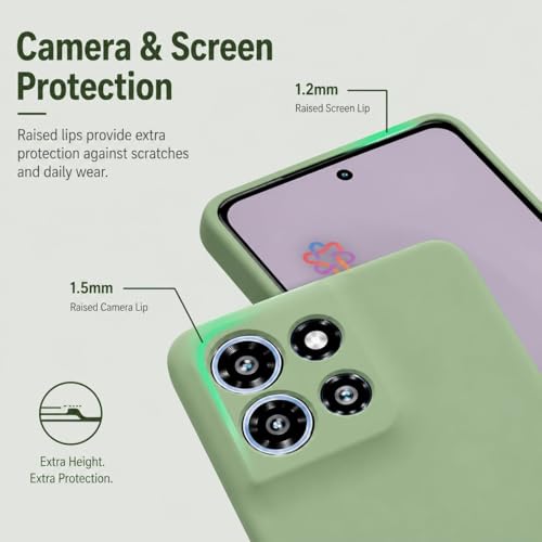 Image of DIZORO Microfiber Candy Case for Motorola Moto Edge 70 Fusion 5G Smooth Touch Cushion Liquid Soft Silicone Gel Phone Cases Non-Slip Full Body Protective Back Cover - Matcha