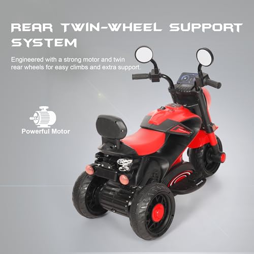 Image of Little Rides 3 Wheel Super Harley Bike | Rechargeable Battery Operated Ride-On Bike for Kids | Ages 2 to 4 Years | Royal Enfield Style | Premium Ride-On Toy Bike for Toddlers - Children - Red