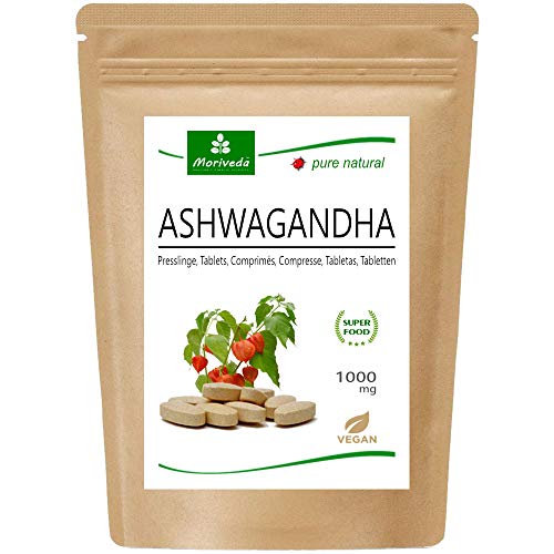 MoriVeda® - Ashwagandha tablets 1000 mg ou cápsulas 600 mg - ingredientes naturais - cereja de inverno, ginseng indiano (120 tablets)