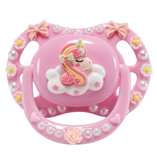 CutiePlusU Adult Sized Pacifier Dummy for Adult DIY Handmade Big Shield-Unicorn Pink